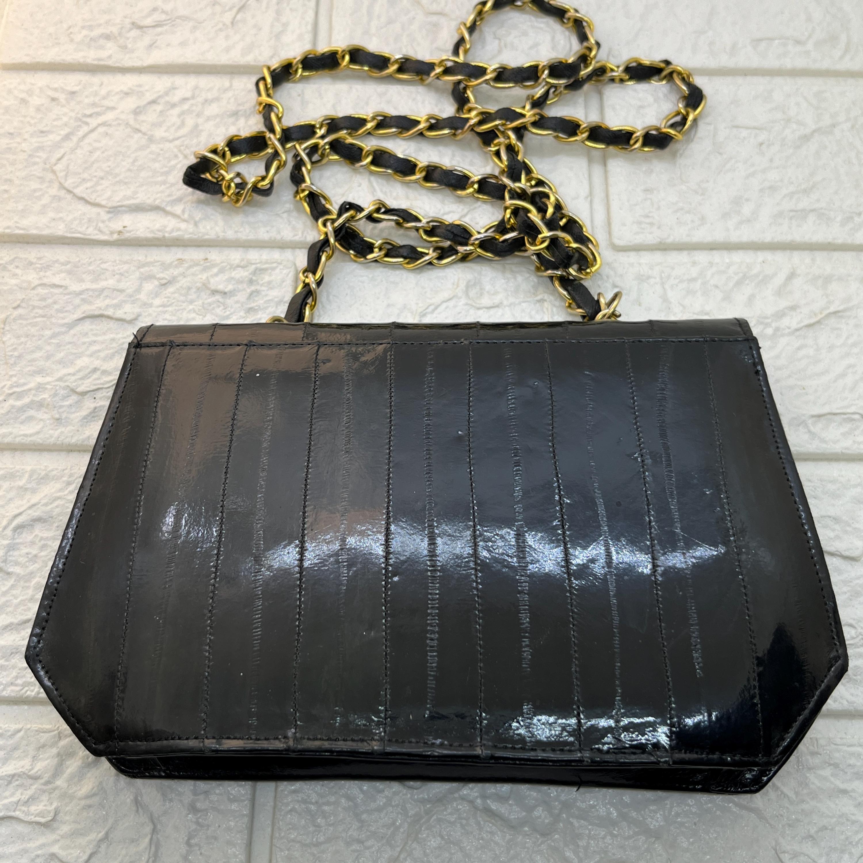 ヴィンテージ 70年代/80年代 スリーク ブラック イールスキン 