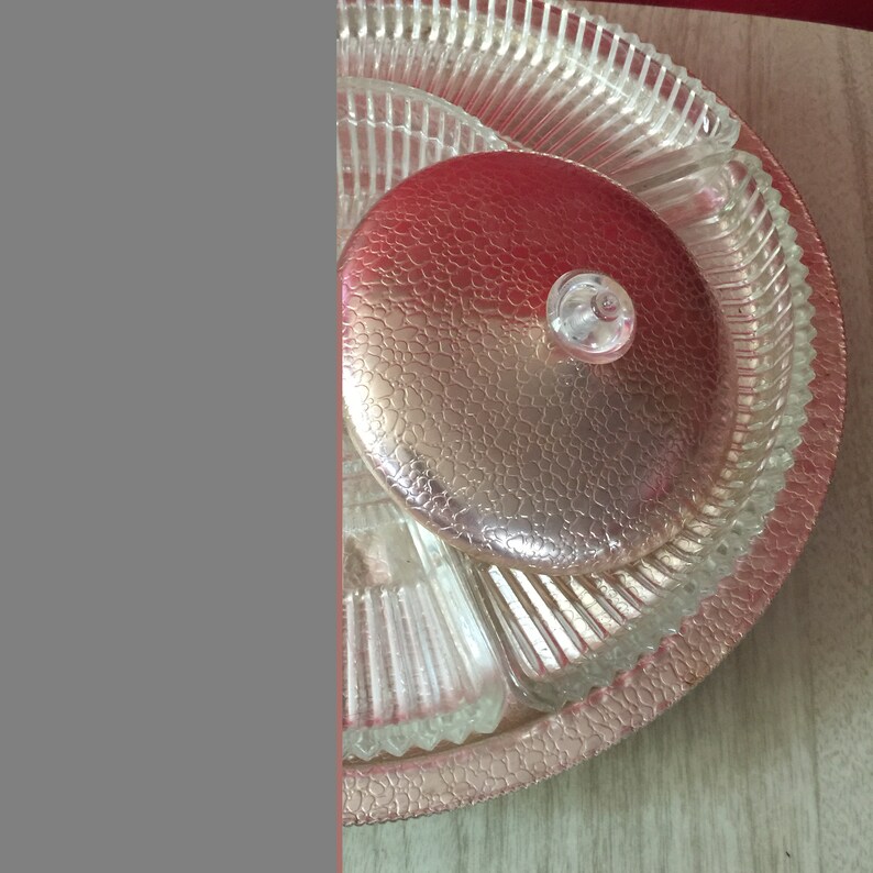 7 Pc Setup Vintage Rose Gold Anodized Aluminum Lazy Susan