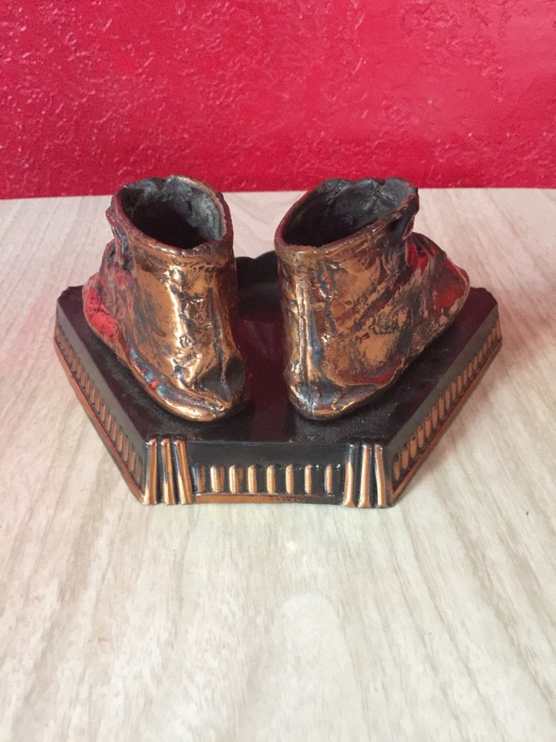 Art Deco Bronzed Baby Shoe Copper Ashtray