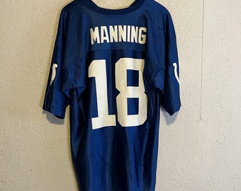 Peyton Manning 18 Blue Indianapolis Colts NFL Players Jersey Shirt . L