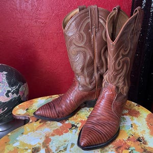 Vintage Tony Lama 8850 Exotic Western Leather Reptile Men’s Size 8 EE