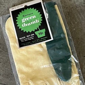 NOS Vintage Edmont Green Thumb Vinyl Treated Gardening Gloves . L