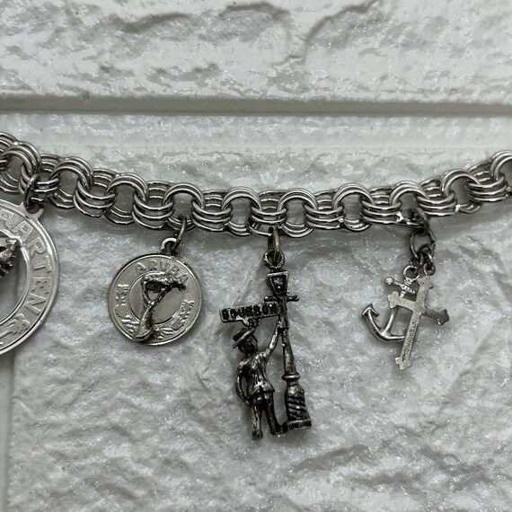 Vintage Sterling Silver CHARM BRACELET w 8 Charms… - image 3