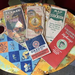 Lot von 6 Vintage 1920er / 1930er Jahre USA Oil Gas Service Station Travel Road Maps