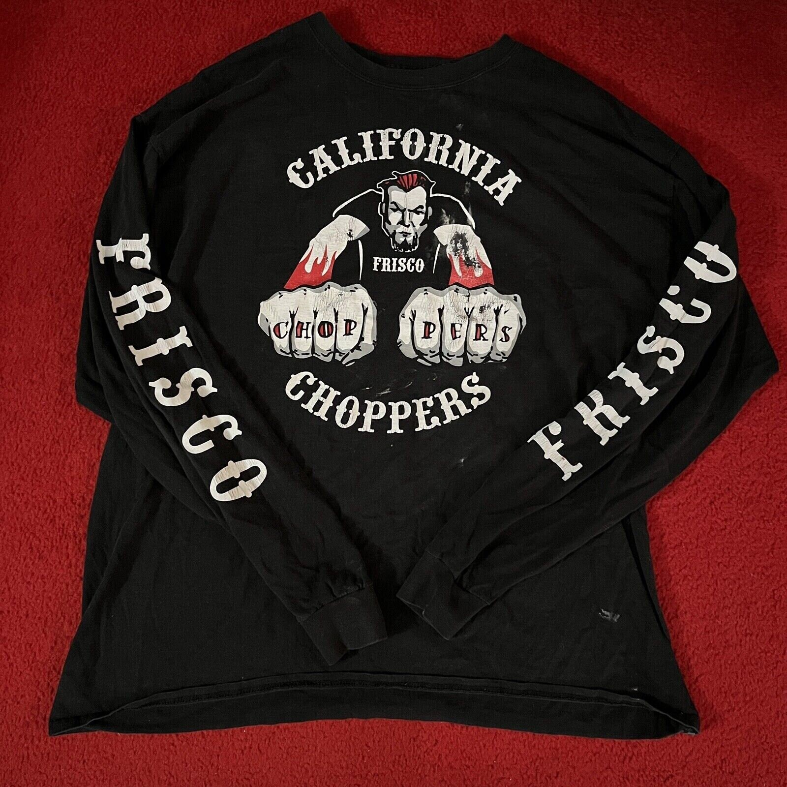 California Choppers MC Frisco Long Sleeve Black Biker T-shirt 2XL