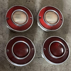 Vintage Corvette 75-79 Red Tail Light Lens Set, Back-Up Lenses . 5966500 + 5966096