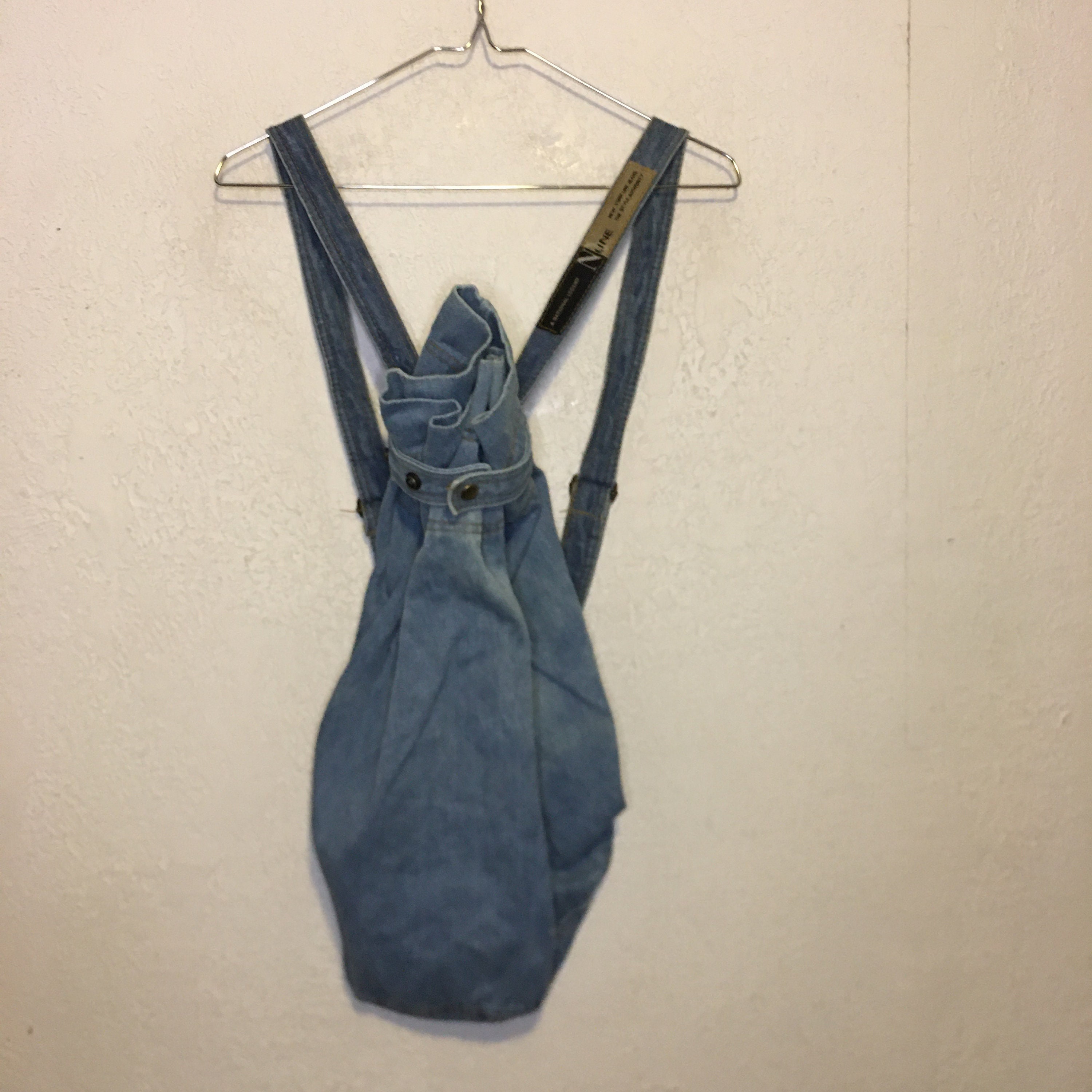 Vintage NY New York Line Jeans 90s Denim Rucksack, Backpack 