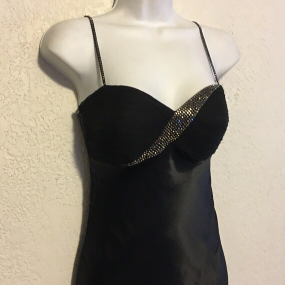 Slinky Vintage 1990s/y2k Black Silk Evening Dress w. Unique | Etsy