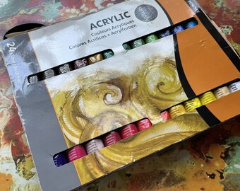 Pintura acrílica Daler Rowney Simply - 24 tubos de 11,3 g cada uno, NUEVO