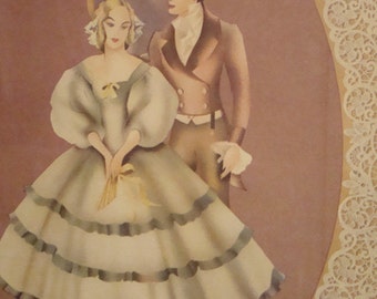 Framed Vintage Brewster Romantic Airbrush Style Lithograph Print