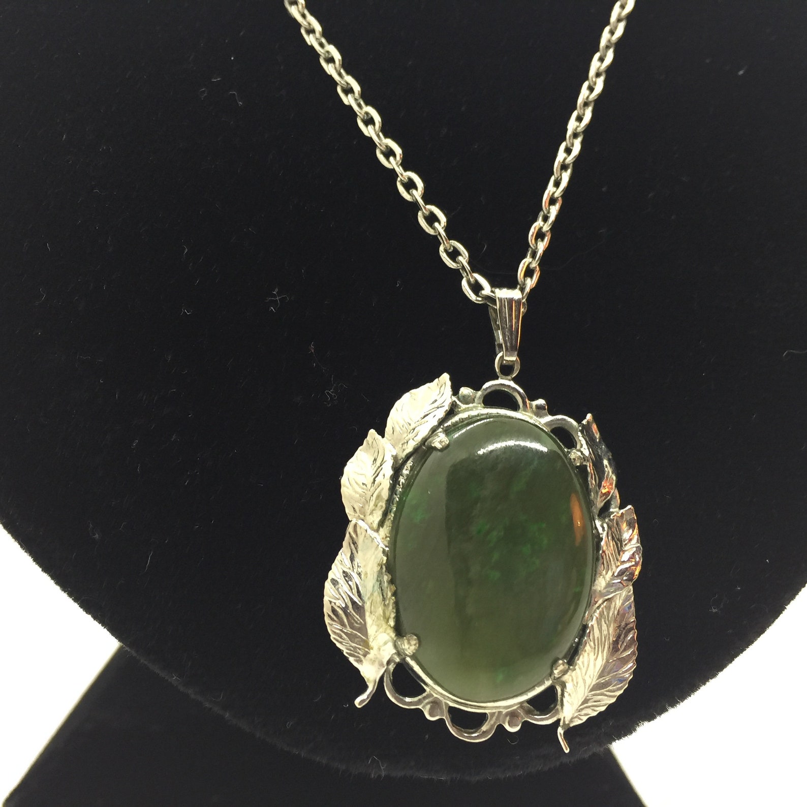 Vintage JJJ Sterling Silver & Green Quartz Necklace and Etsy