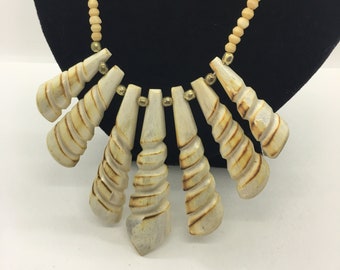Vintage Seashell Bib Statement Necklace