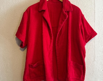 Camiseta de baño vintage de felpa roja brillante para cubrirse del cuerpo