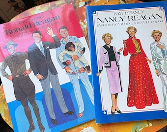 Ronald & Nancy Reagan Uncut Paper Doll Books by Tom Tierney, 1980s