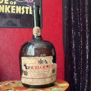 COURVOISIER One Gallon Empty Bottle . Big Vintage Display Green Glass Liquor Bottle