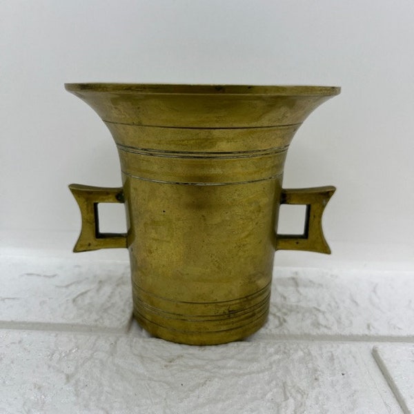 Vintage Brass Mortar Bowl, 4" Tall