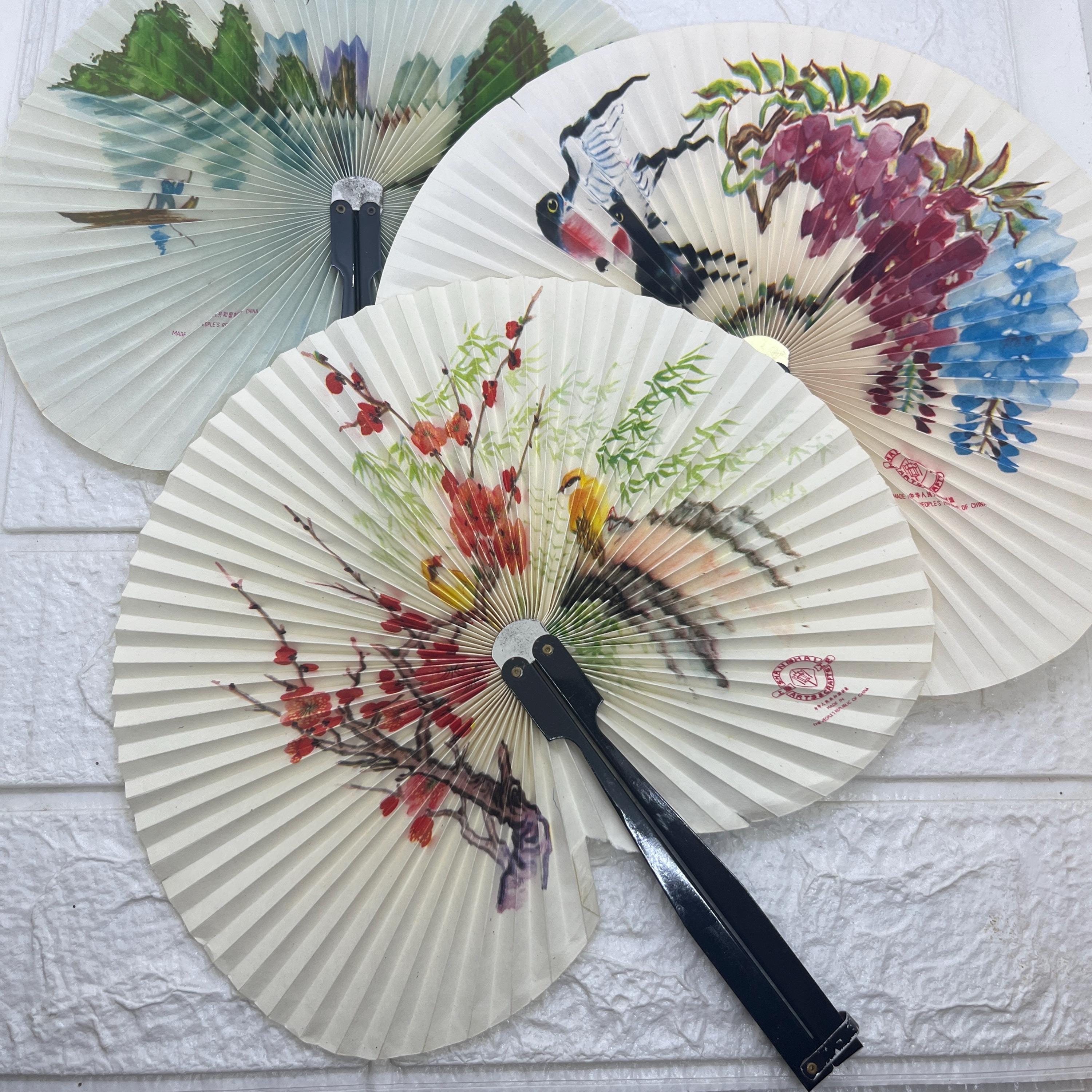 3 Vintage Folding Chinese Paper Fans ~ Shanghai Arts  display picture 2