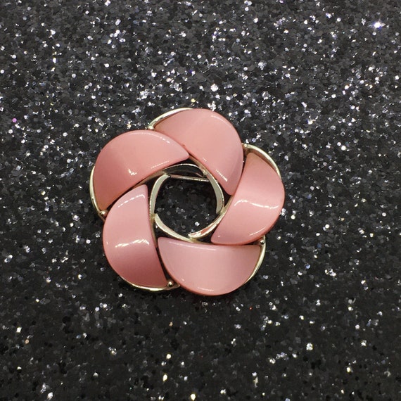Pink Thermoset Vintage Mid Century Brooch signed S