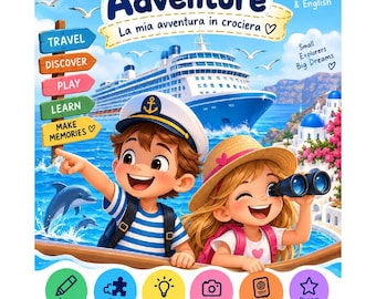 Travel Activity Book for Kids Ages 5-9 | Kids Travel Activity Book | Cruise, Car, and Plane | PDF in Italian and English