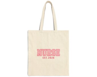 Personalized Nurse Tote Bag | Pink Gingham Nurse Bag | Nursing Student Gift | New Grad RN Gift | Nurse Graduation Tote
