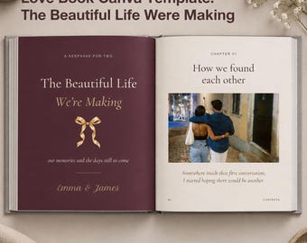 Couples Memory Book Template, Editable Keepsake Journal for Two (Digital Download)