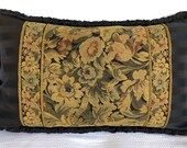 ANTIQUE TAPESTRY PILLOW vintage cushion floral tapestry antique textile cushion one-of-a-kind custom-made bolster sham