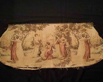 Antique vintage ROMAN GREEK TAPESTRY made in France muses chair cover bench cover graces gobelin pillow cover