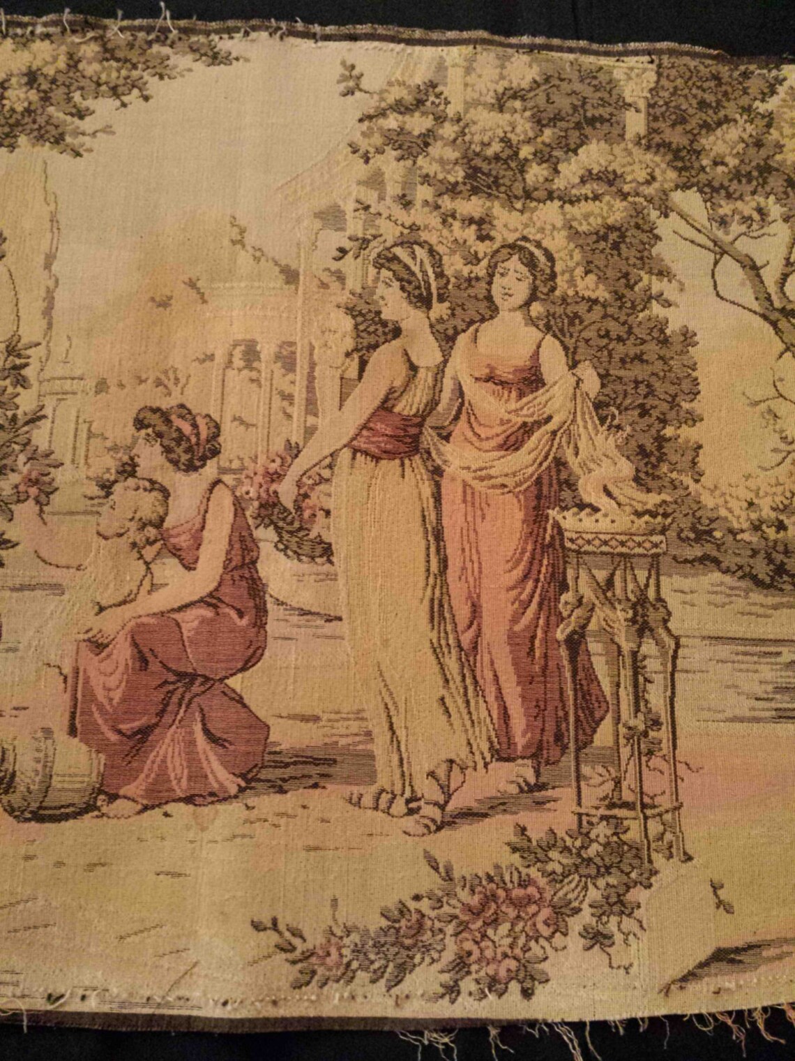 Antique Vintage ROMAN GREEK TAPESTRY Made in France Muses Chair Cover