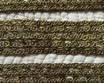 Vintage METALLIC MESH TRIM one meter metallic lace ribbon antique braided striped band ecclesiastical braid clerical border trimming