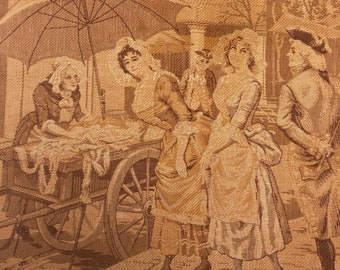 VINTAGE TAPESTRY HANGING antique needlepoint  gobelin antique textile Old World fabrics upholstery vintage wall hanging weaving