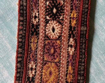 TRIBAL EMBROIDERY PANEL vintage Asian small applique tapestry Southeast Asian needlework Banjara textile tribal fragments remnants pieces