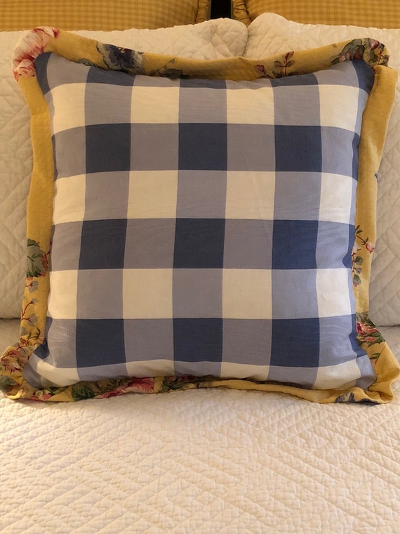 BLUE WHITE GINGHAM square toss pillow Gingham pillow cover | Etsy