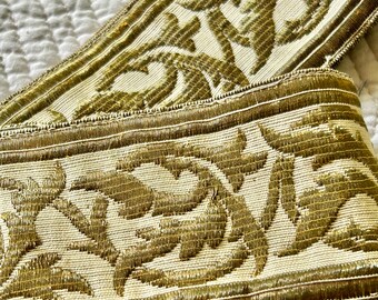 GOLD ECRU RIBBON antique metallic border trim gold ecru band vintage clerical ribbon ecclesiastical trim vintage textile