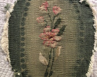 18th Century ANTIQUE AUBUSSON TAPESTRY fragment handmade rug remnant weaving