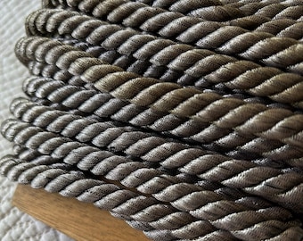 One Meter VINTAGE SILVER CORD art deco twisted metallic trim antique metallic pewter trim cording gray upholstery piping unsold store stock