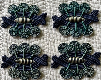 APLICACIONES ART DECO 4 parches antiguos calcomanías pasamanería vintage adornos de alta costura adornos de soutache hechos a mano adornos de ropa adornos de lujo