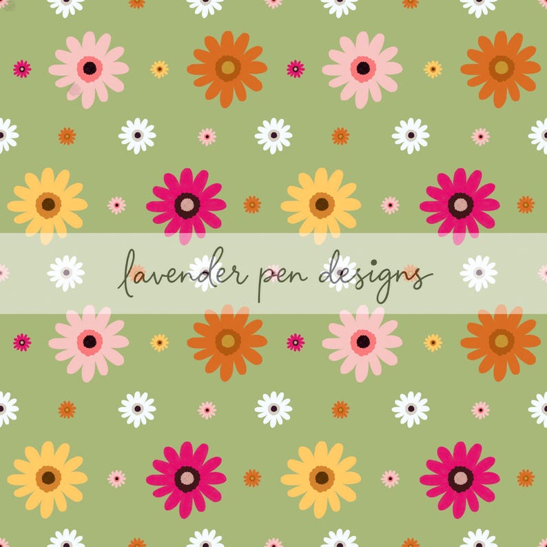 Gerbera Floral Seamless Pattern, Hand Drawn Flower PNG, Daisy Digital ...