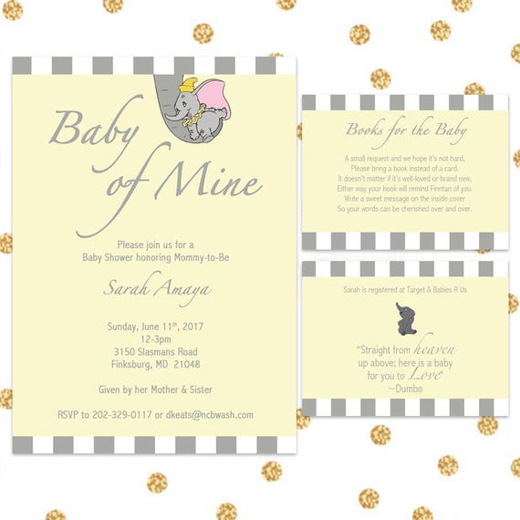 Dumbo Baby Shower Invitation Bundle Digital Invite Yellow Image 0