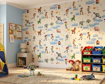Carta da parati Disney Toy Story con Woody e Buzz Lightyear, adesiva