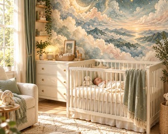 Celestial Wallpaper for Starry Night Sky, Moon and Stars Nursery