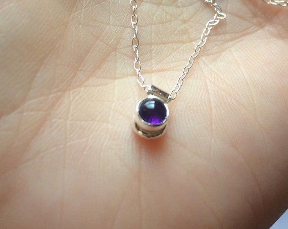Amethyst Necklace, Tiny Labradorite Necklace, Minimalist, Recycled Necklace, Pick Your Gem Necklace, labradorite Jewelry, Pebble Necklace