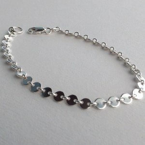 Sterling Silver Sequin Bracelet,Dainty Sterling Silver Chain Bracelet,Solid Sterling Silver Bracelet,Simple Silver Bracelet,Layer Bracelet