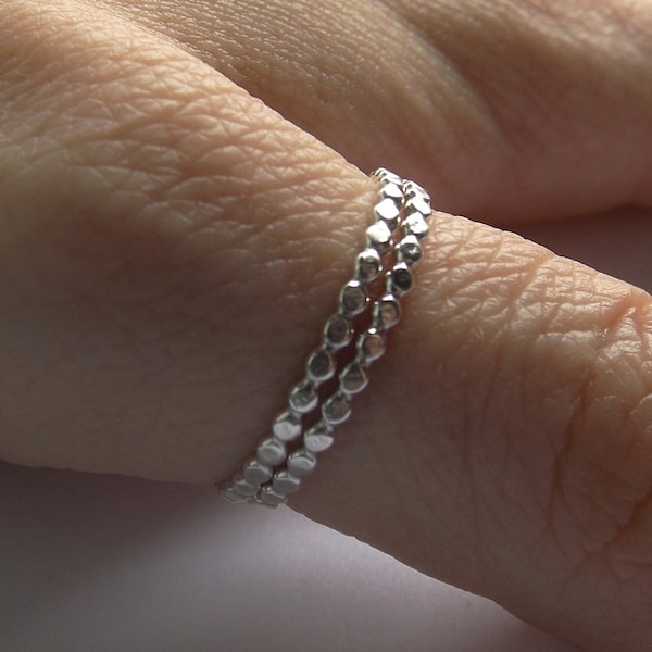 Hammered Flat Bead Moden Design Thumb Ring Set, Sterling Drop Bead Thumb Ring, Stacking Ring,Modern Boho ring,Textured Drop Ring