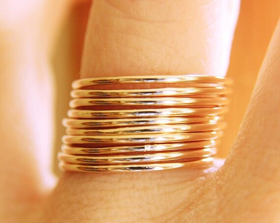 Thin Round Gold Stackable Ring, 14k Gold Filled, Stacking Rings, Dainty Gold Ring, Tiny Ring, Skinny Ring, Gold Filled Ring, Thin Gold Ring