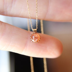 Sunstone Necklace, Tiny Necklace, Delicate Necklace, Stone Pendant, Speckled Sunstone Pendant Necklace, Boho Necklace, Gold Necklace, Gift