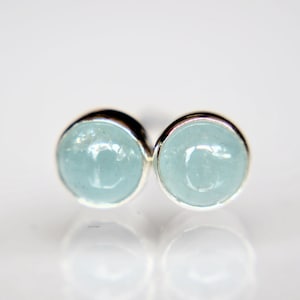 Aquamarine Earrings, Gemstone Earrings, Sterling Earrings, Post Earrings, Pale Blue Post Earrings, Small Earrings, Minimalist Earrings, Gift