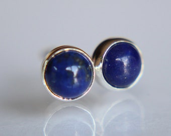 Lapis Lazuli Earrings, Gemstone Earrings, Sterling Earrings, Post Earrings, Lapis Lazuli Post Earrings, Small Earrings, Minimalist Earrings