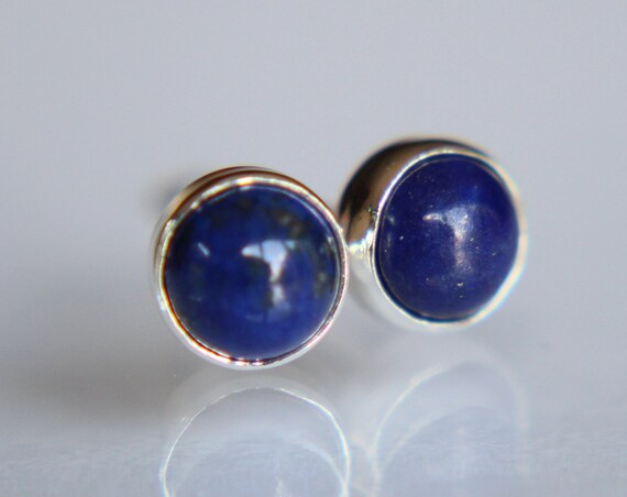 Lapis Lazuli Earrings, Gemstone Earrings, Sterling Earrings, Post Earrings, Lapis Lazuli Post Earrings, Small Earrings, Minimalist Earrings