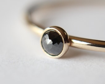 Black Diamond Ring, Genuine Diamond Ring, Black Diamond, Slim Ring, Minimalist Ring, Gift, Gemstone Ring, Tiny Diamond Ring, Diamond Ring