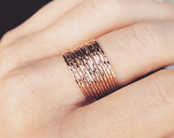 Super Skinny Stacking Ring Stack, Faceted Textured Ring Set, Ring Set, Textured Rings, Boho Stacking Rings, Minimalist, Modern, Skinny Ring
